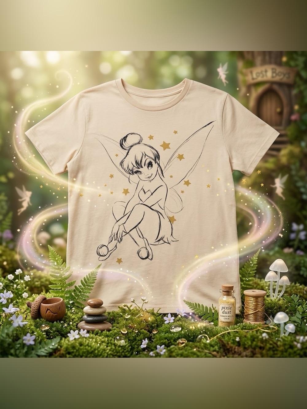 Disney Tinker Bell Sketch Tee - Cream